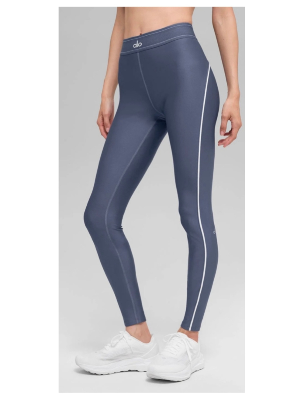 Alo Women's Airlift High-Waist Suit Up Legging - Bluestone/White - Size Medium